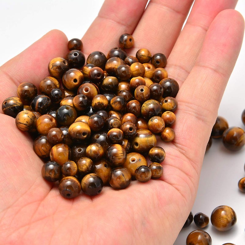 NCB 100pcs Original Natural Stone Beads Gemstone Round Loose Beads 6mm 8mm 10mm (Yellow Tiger's Eye, 10mm 100Beads) - Image 4